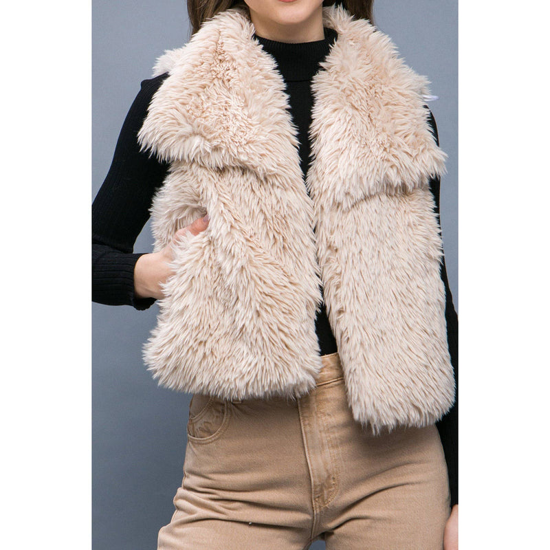 Cream orders faux fur vest