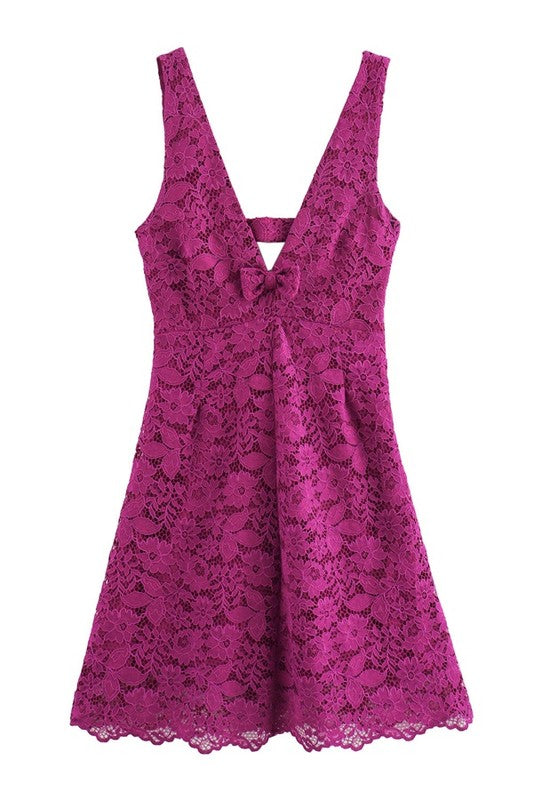 BERRY SLEEVELESS OPEN BACK LACED MINI DRESS-Sissy Boutique