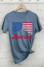 AMERICA FLAG BLUE GRAPHIC T-SHIRTS-Rustee Clothing