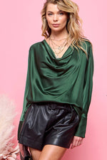 Satin Drape Blouse-Cezele