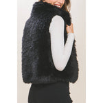 BLACK FAUX FUR VEST-ITSSY