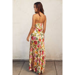 ROMANTIC GARDEN SATIN STRAPLESS BACK CUT MAXI DRESS-Dress Forum