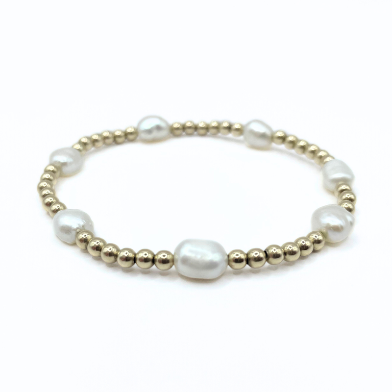 BAROQUE PATTERNED PEARL BRACELET IN 14K GOLD-FILLED-erin gray