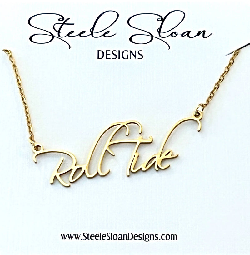 ROLL TIDE NECKLACE, GIFT FOR BAMA FAN OFFICIALLY LICENSED-Steele Sloan Designs