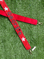 RED AND BLACK GEORGIA PURSE STRAP WITH STARS-Sissy Boutique