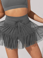 HIGH-WAISTED LACE-UP PANELLED PLEATED SKIRT: BLACK-Rosa Clothing