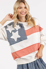 AMERICAN FLAG USA PATCH MINERAL WASH PULLOVER TOP-mittoshop-Sissy Boutique