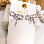 SILVER DIAMOND BOW STUDS-Sissy Boutique