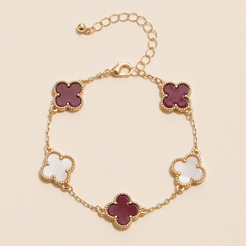 CLOVER CHARMS GOLD GAME DAY BRACELET-Sissy Boutique