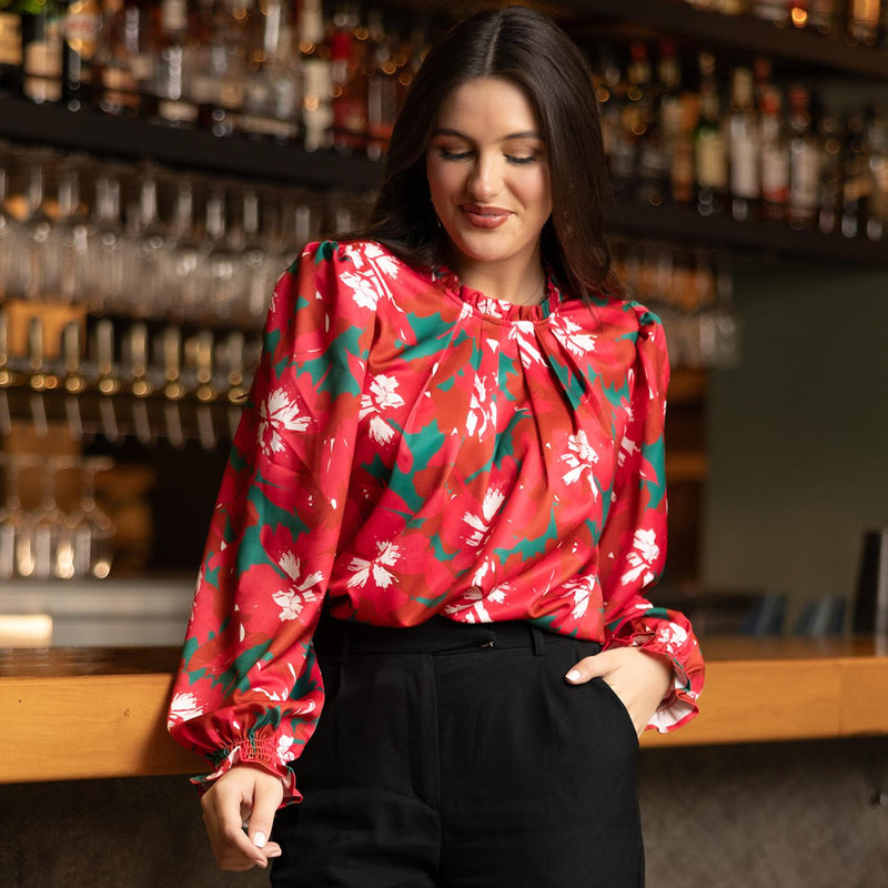 MICHELLE MCDOWELL PRETTY POINSETTIAS QUINN TOP-Sissy Boutique