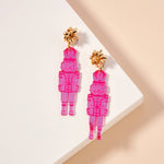 CHRISTMAS NUTCRACKER DANGLING EARRINGS: PINK / ONE / 4SE31117-Lilla Haven