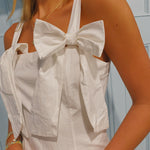 WHITE BOW DETAIL MINI DRESS-TCEC-Sissy Boutique