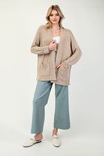 OATMEAL TAUPE SLOUCHY KNIT CARDIGAN WITH FRONT POCKETS-Eesome-Sissy Boutique