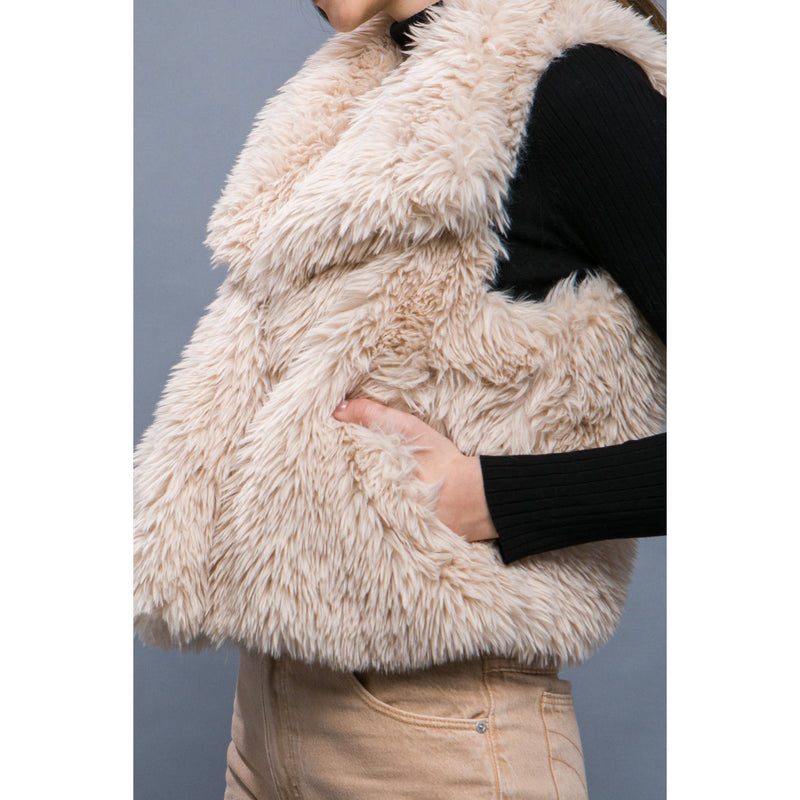 TAN FAUX FUR VEST-ITSSY