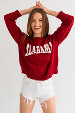 ALABAMA GAME DAY LIGHT WEIGHT BURGUNDY AND WHITE SWEATER-Sissy Boutique