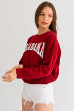 ALABAMA GAME DAY LIGHT WEIGHT BURGUNDY AND WHITE SWEATER-Sissy Boutique