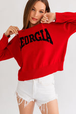 GEORGIA GAME DAY LIGHT WEIGHT RED AND BLACK SWEATER-Sissy Boutique