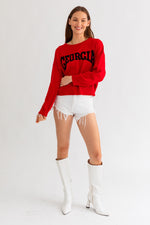 GEORGIA GAME DAY LIGHT WEIGHT RED AND BLACK SWEATER-Sissy Boutique