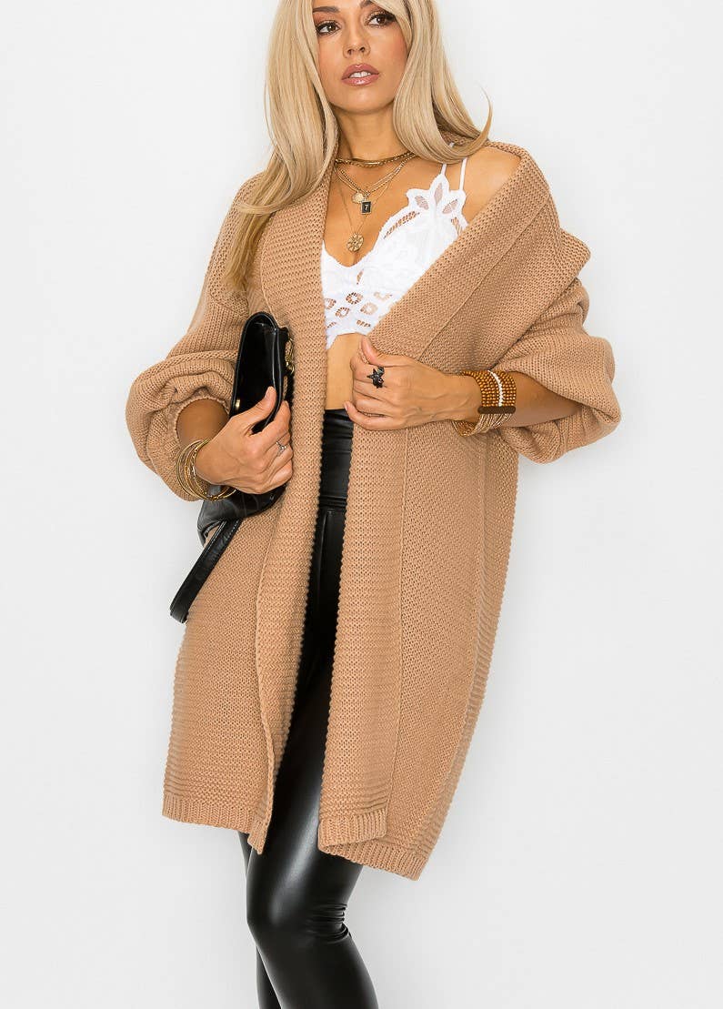 CASUAL CAMEL COLORED SOLID FALL LONG SLEEVE CARDIGAN-Cezele