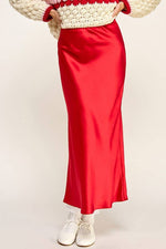 SATIN EFFECT MIDI SKIRT-Miss Love