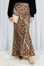 Leopard Printed Bias Cut Satin Maxi Skirt-Vine & Love-Sissy Boutique