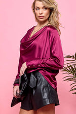 Satin Drape Blouse-Cezele