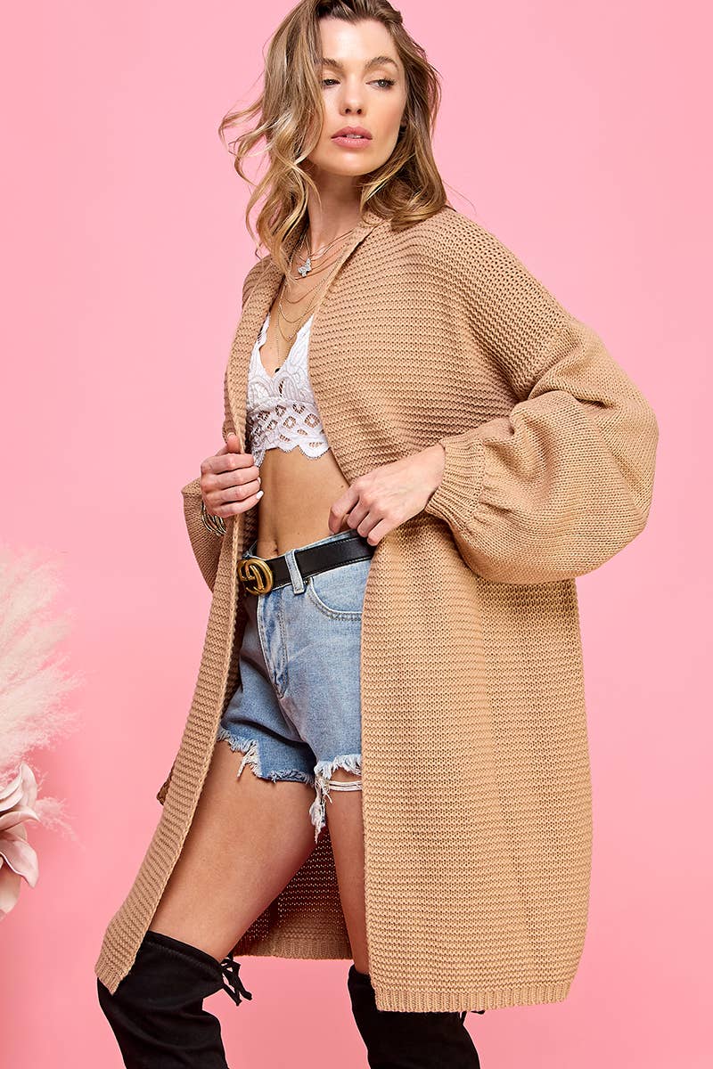 CASUAL CAMEL COLORED SOLID FALL LONG SLEEVE CARDIGAN-Cezele