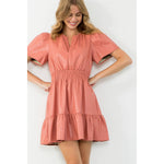 BLUSH SHORT SLEEVE LEATHER DRESS-THML