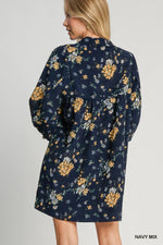 Navy Floral Corduroy Dress-Mad Fit