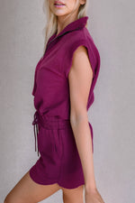 Dark Pink Textured Romper-Sissy Boutique-Sissy Boutique