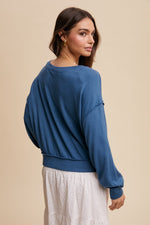 Blue French Terry Knit Top-Listicle-Sissy Boutique