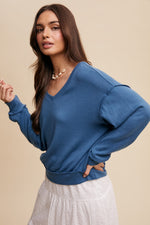 Blue French Terry Knit Top-Listicle-Sissy Boutique