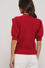 Short Sleeve Red Bow Sweater