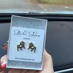 ADORABLE BULLDOG EARRINGS- GOLD STAINLESS STEEL BULLDOGS: SILVER-Steele Sloan Designs