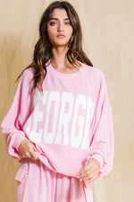 GEORGIA PINK COMFY OVERSIZE GRAPHIC SWEATSHIRT, GAMEDAY-BUCKETLIST