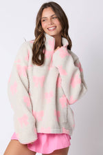 Bow Jacquard Sherpa Sweatshirts-Peach Love California-Sissy Boutique