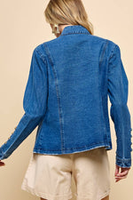 DARK DENIM DOUBLE BREASTED BUTTONS JACKET-Cezele