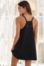 Black Mineral Washed Sporty Mini Dress W Built in Suppert Lining-BUCKETLIST