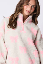 Bow Jacquard Sherpa Sweatshirts-Peach Love California-Sissy Boutique