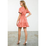 BLUSH SHORT SLEEVE LEATHER DRESS-THML