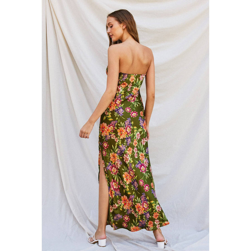 GARDEN PARTY STRAPLESS BIAS CUT MAXI DRESS-Dress Forum