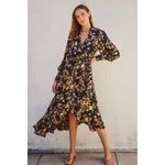 It Depends Ruffled Midi Wrap Dress-Dress Forum