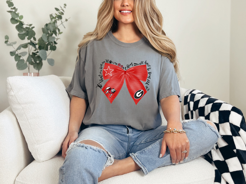 GEORGIA BULLDOGS COQUETTE BOW GRAPHIC TEE-Simply You Customs