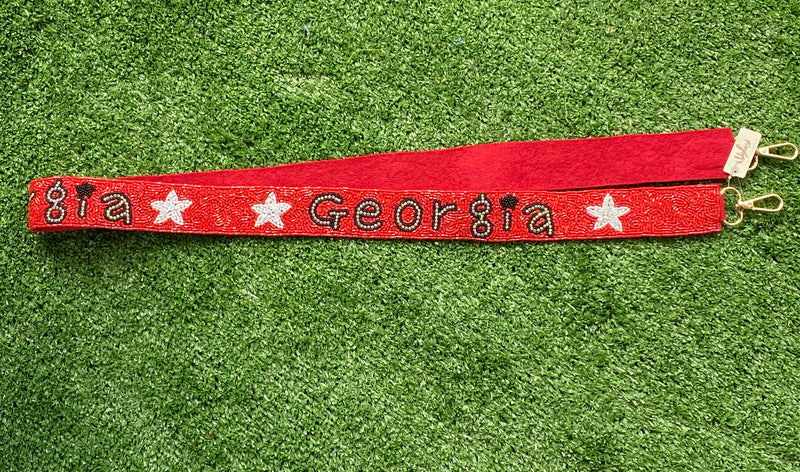 RED AND BLACK GEORGIA PURSE STRAP WITH STARS-Sissy Boutique