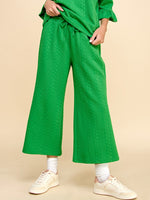 Green Twisted Textured Knit Top and Pants Set-Veveret