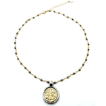 MATTE GOLD COIN ON PYRITE SHORT NECKLACE-erin gray