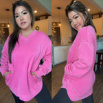 HARPER PINK V-NECK PULLOVER SWEATSHIRT WITH POCKETS-JadyK