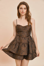 CHOCOLATE BROWN BUSTIER TIERED MINI DRESS-Mustard Seed