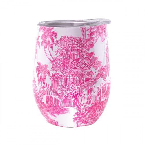 LILLY PULITZER PINK TOILE INSULATED STEMLESS TUMBLER-lilly pulitzer