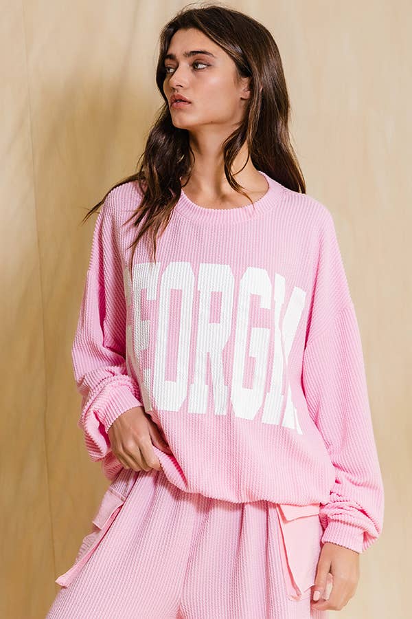 GEORGIA PINK COMFY OVERSIZE GRAPHIC SWEATSHIRT, GAMEDAY-BUCKETLIST